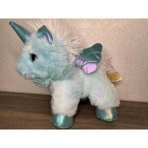 Plush Pegasus Walmart Winged Horse Toy 7” Glitter Eyes Teal Stuffed MTY